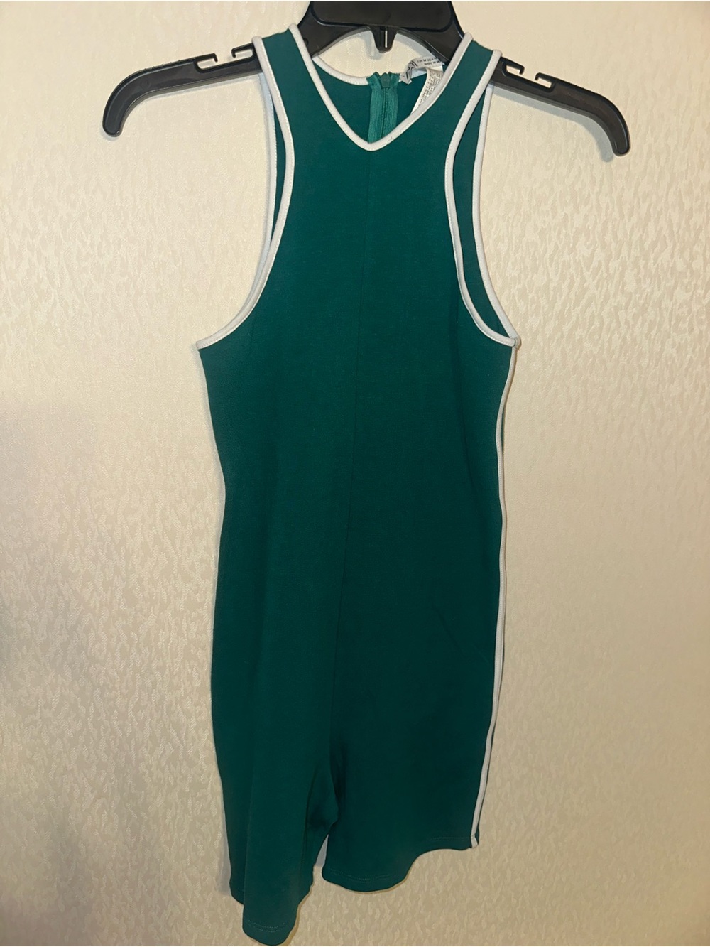 Zara Teal Green Romper with White Trim
